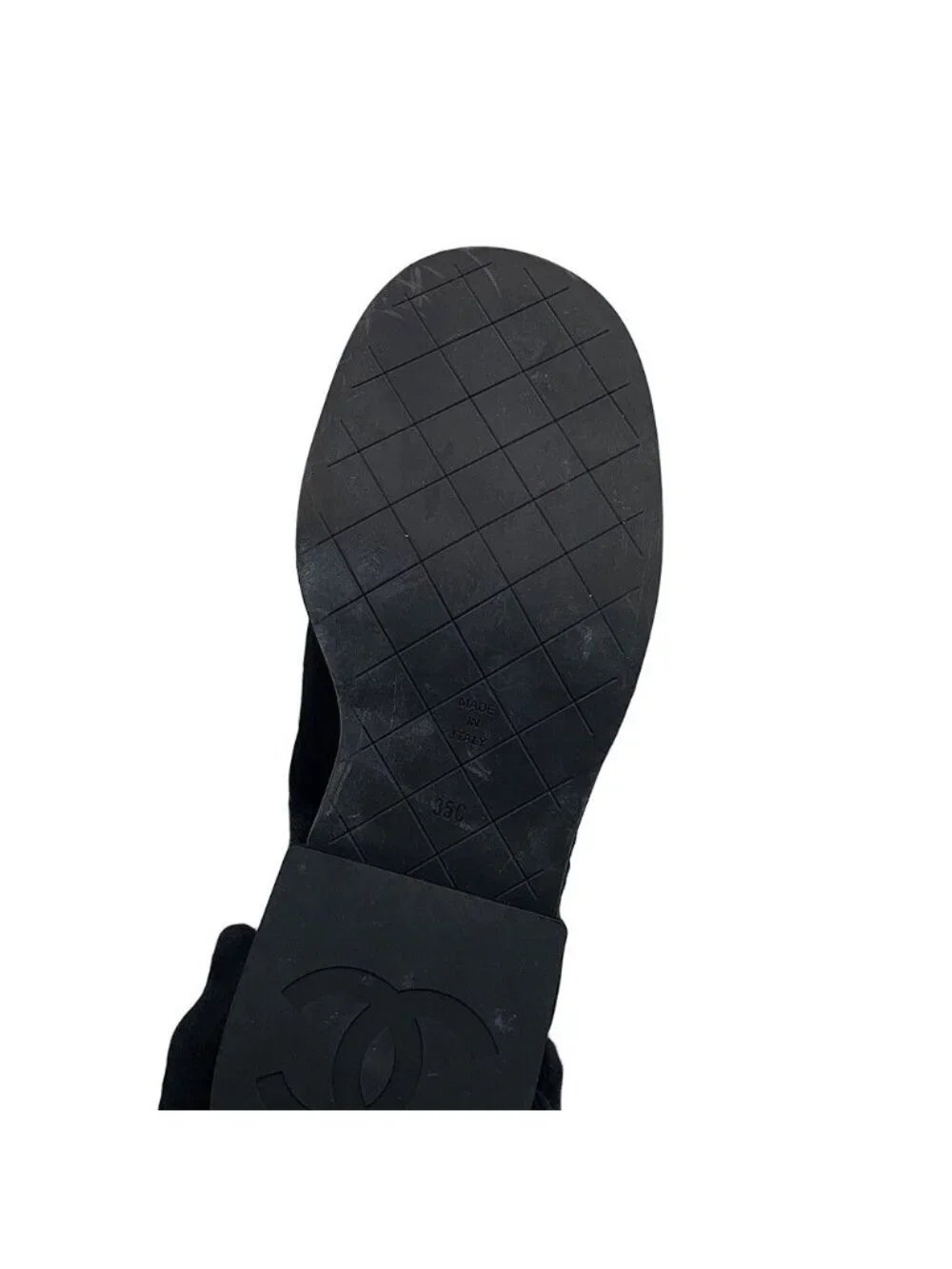 Chanel Short Boots CC Logo Calf Hair Suede 35c Shoes Black